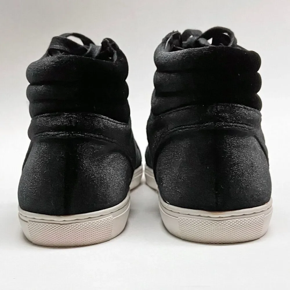 J/Slides NYC Women's Clique Black Velvet High Top Sneakers Size 8.5 Lace-up
